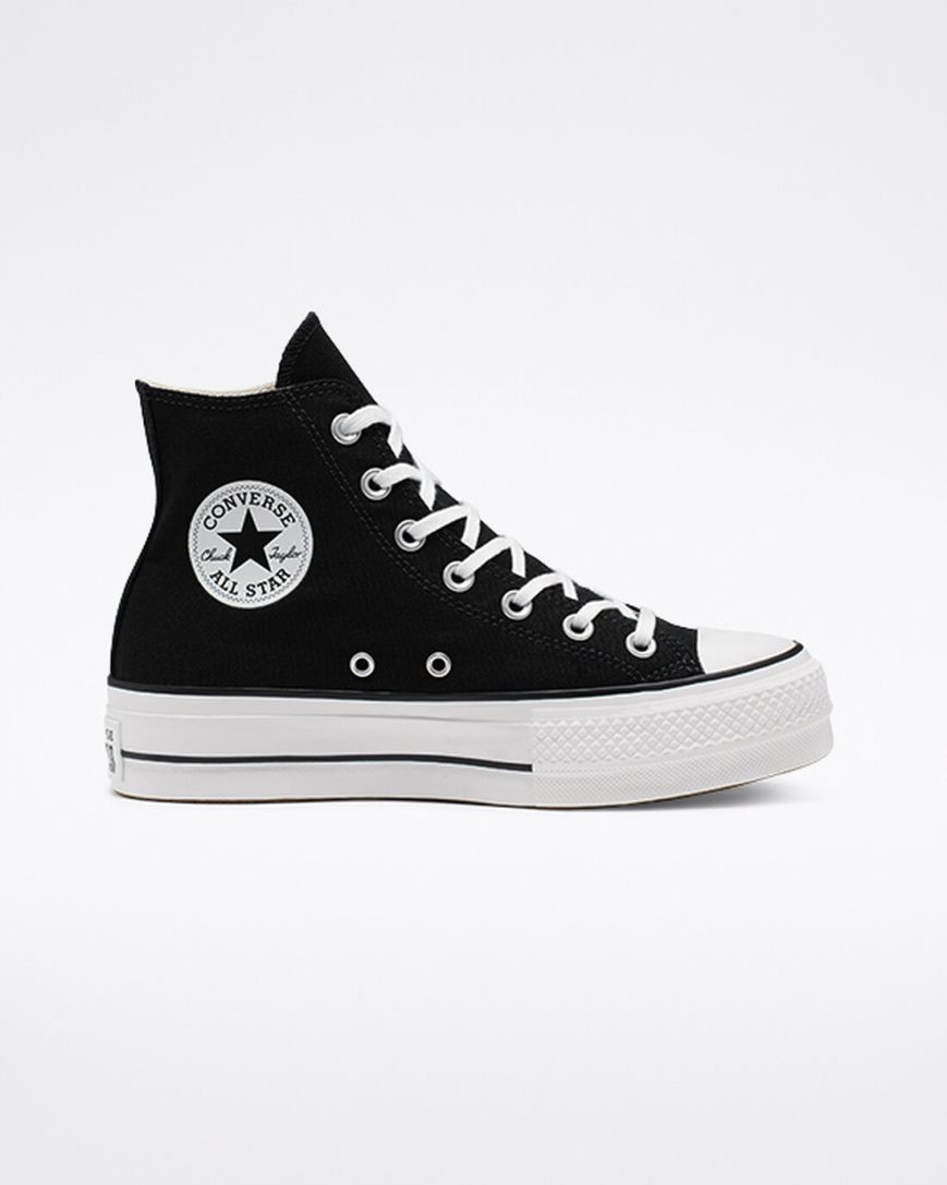 Pantofi Platforma Dama Converse Chuck Taylor All Star Lift Panza Inalti Negrii Albi | RO UHLGP548